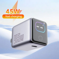 Cargador Rápido PD de 45w con Tecnología GaN, Puerto Tipo-C, Adaptador para Teléfono Móvil con Pantalla Inteligente con IA para iPhone 17, 16, 15, Samsung, Xiaomi, Huawei