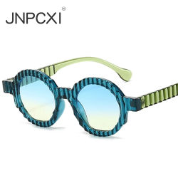 JNPCXI, nuevas gafas de sol redondas a la moda para mujer, gafas de sol con doble degradado de color verde UV400, gafas de sol de tendencia Punk para hombre