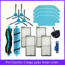 Accesorios para Robot aspirador Cecotec Conga 5490 6090 7090, Cepillo Lateral principal, filtro Hepa, paño de mopa, repuestos