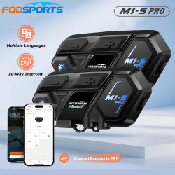Intercomunicador Bluetooth para Casco de Motocicleta Fodsports para 10 Conductores M1-S Pro, Intercomunicador Inalámbrico, Conexión por Aplicación
