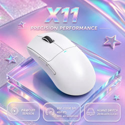 Ratón Inalámbrico Attack Shark X11, Ratón Tri-Modo Bluetooth/2.4G/con Cable, Base de Carga Magnética RGB PAW3311, Ratón para Juegos