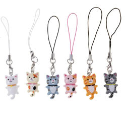 Correa de teléfono con forma de gato, cordones para funda, decoración, llavero, correa para teléfono móvil, dijes colgantes para teléfono, accesorios de joyería ﻿