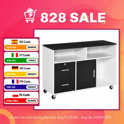 HOMCOM Mueble Archivador de Oficina con Ruedas Cajones y Estantes 100x35x65 cm