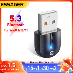 Essager USB Bluetooth 5,3 adaptador Aux Audio receptor transmisor para PC altavoz portátil caja de sonido ratón inalámbrico transmisor USB