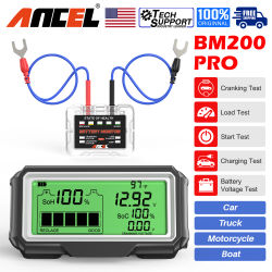 ANCEL-probador de batería BM200 PRO, Monitor LED de 12V, pantalla profesional, analizador SOC de salud, herramienta de prueba de carga