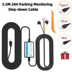 Monitor de estacionamiento 24H, cámara DVR para salpicadero de coche, Kit de cable duro para protección de baja vol, Mini puerto USB de 12-30V en 5V2.5A, accesorios para coche