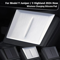 Para Tesla Model Y Juniper / 3 Highland 2024-2026, Base de Carga Inalámbrica de Silicona, Protector de Cargador, Cubierta Antideslizante, Accesorios para Automóvil