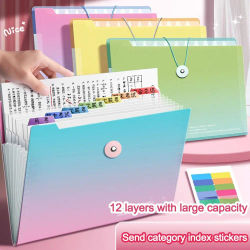 Bolsa de documentos A4 de Color degradado, bolsas de órgano impermeables de gran capacidad, carpeta de sobres, bolsa de archivo de papel