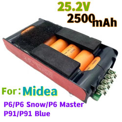 Adecuado para Midea aspiradora inalámbrica con BP25225E BP25220G P6/P6 Snow/P6 Master/P91/P91, paquete de batería azul de 25,2 V y 2500mAh