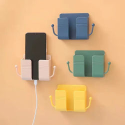 Soporte para Teléfono de Plástico! Soporte de Pared para Enchufes, Organizador sin Perforaciones, Soporte de Carga para Teléfono Móvil con Gancho Lateral