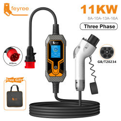 Feyree 11KW 16A 3 fases GB/T Cable EV adaptador de cargador caja de carga portátil EVSE cargador de coche con Cable de 5m para vehículo eléctrico