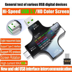Probador USB DC tipo C PD voltímetro Digital amperímetro voltaje Monitor de corriente amperímetro Detector banco de energía cargador medidor de capacidad 8.0A