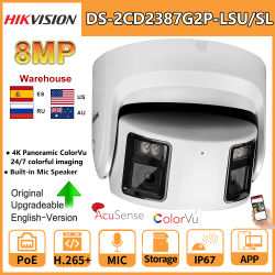 Cámara IP Hikvision Panorámica ColorVu de 8MP DS-2CD2387G2P-LSU/SL 4K de Seguridad con Doble Lente, Visión Nocturna en Color, Micrófono y Altavoz Integrados
