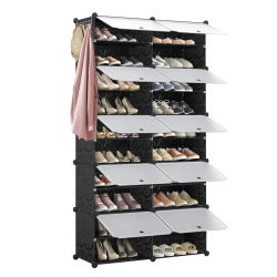 Zapatero, 40 Pares, Mueble Zapatero de 2 x 10 Niveles, Mueble con Puerta, Cajas para Zapatos, para Entrada, Sala de Estar, Dormitorio