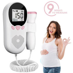 Detector de ritmo cardíaco de bebé con ultrasonido de 3,0 MHz, Monitor de latido cardíaco ultrasónico para bebé, Monitor Fetal Doppler para embarazo