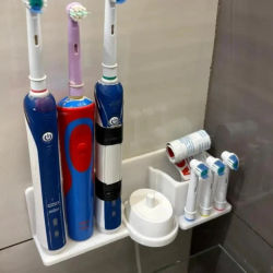 Adecuado para soporte de cepillo de dientes eléctrico Oral B, organizador de baño adhesivo sin taladro para almacenamiento de cargador