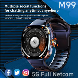 Nueva llegada M99 reloj inteligente Android Smartwatch con tarjeta Sim cámara giratoria GPS WIFI brújula 256GB almacenamiento 2,4 pulgadas pantalla más grande