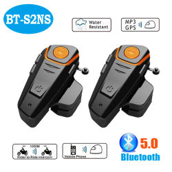 BT-S2NS Auriculares para Casco de Motocicleta con Bluetooth, Intercomunicador, GPS, Multi-intercomunicador, FM, MP3, 1000M, Impermeable