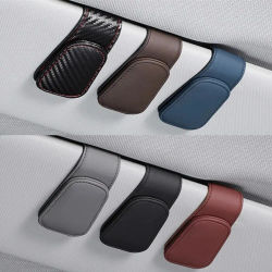 Colgador de gafas de sol Universal para coche, Clip de cuero, soporte magnético multifunción, almacenamiento de accesorios para automóvil
