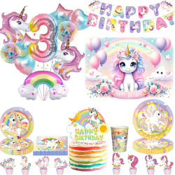 Decoración de Cumpleaños de Unicornio Arcoíris, Paquete de Artículos para Fiesta Temática de Unicornio, Globos de Unicornio, Fiesta de Cumpleaños para Niñas, Baby Shower