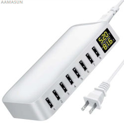 Cargador rápido USB multi de 8 puertos para teléfono de escritorio, estación de carga con pantalla LCD, HUB para Iphone 14, Samsung, Xiaomi y tableta