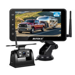 Cámara de respaldo inalámbrica solar magnética de 7 pulgadas con monitor Wifi, instalación fácil en 1 minuto para coche, camión, RV, cámaras traseras laterales impermeables