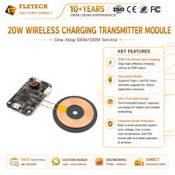 Módulo de Cargador Inalámbrico Rápido QI de 20W, Transmisor, Placa de Circuito PCBA, Bobina, Tipo DIY, Puerto Tipo-C y MICRO-USB