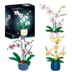 Divertido Ramo de Flores de Orquídea, Bloques de Flores, Modelo de Planta Bonsái, Ladrillos, Decoración Romántica para el Hogar, Juguete de Regalo para Niños
