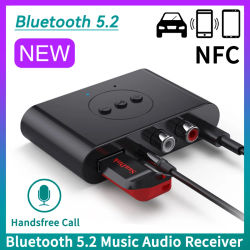 Receptor de Audio Bluetooth 5,2, NFC, disco U, RCA, 3,5mm, AUX, USB, adaptador inalámbrico de música estéreo con micrófono para Kit de coche, amplificador de altavoz