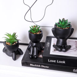 XIYA-planta en maceta de Aloe Artificial, maceta de personaje en miniatura negra, planta en maceta falsa, Material PE, decoración del hogar, venta al por mayor