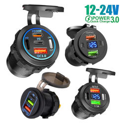 Enchufe de Corriente USB-C de 12V QC3.0, Cargador de Coche USB Tipo C PD, Accesorios de Corriente para Coche, Barco, Autobús, ATV, Camión, Resistente al Agua