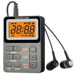 Mini radio portátil FM/AM, radio multifunción, MP3, conector para auriculares 3,5, altavoz incorporado, calidad de sonido de alta calidad, uso