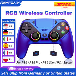 Control Inalámbrico RGB para Playstation 5, Control de Juego Bluetooth, Control de Gamepad PS5 con Macro/Turbo, Vibración Dual Sense