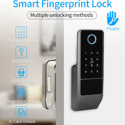 TTLock Bluetooth huella digital impermeable puerta exterior código de acceso tarjeta Rfid cerradura de puerta inteligente sin llave