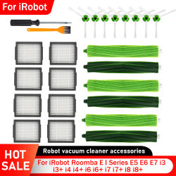 Repuesto para iRobot Roomba Serie E/I/J i3/i3+ i4/i4+ i6/i6+ i7/i7+ E5 E6 E7: Cepillo principal de goma, cepillos laterales y filtro HEPA