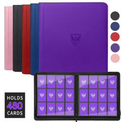 Carpeta para tarjetas coleccionables de 12 bolsillos, con capacidad para 480 tarjetas, carpeta premium con cremallera adecuada para tarjetas TCG/tarjetas de juego/tarjetas deportivas/Yu-Gi-Oh!, Magic: