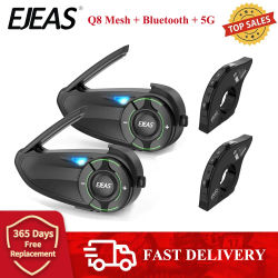 EJEAS Q8 Bluetooth 5,1 casco de motocicleta auriculares intercomunicador, con Walkie Talkie remoto EUC, para 6 conductores que hablan en tiempo Real IP67