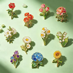 Elegantes Broches de Flores Botánicas Esmaltadas, Surtido de Broches de Solapa con Plantas, Insignias de Naturaleza para Ropa, Accesorios de Moda para Mujer