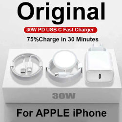 Cargador Rápido Original de 30W para APPLE iPhone 17 16 15 14 13 12 11 Pro Max Plus, Cargador Inalámbrico Magnético Tipo C, Accesorios para Teléfono