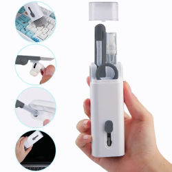 Kit de limpieza de teclado, limpiador para portátiles 7 en 1 con extractor de teclas, juego de limpieza de cepillo de teclado multifuncional para teléfono Airpods
