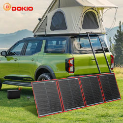 Panel solar plegable DOKIO de 18V con cargador portátil de 12V para camping/powerbank/batería/hogar, kit solar de 200W