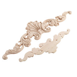 Figuras de tira de madera con corona, artesanías florales naturales sin pintar, apliques de esquina tallados en madera, decoración de muebles y puertas de pared, 1 ud.