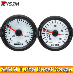 Medidor de Turbo para coche, indicador de Turbo de 52mm AD, Turbin -30 ~ 30 PSI -1 ~ 2 Bar, puntero de retroiluminación azul, reloj, aspiradoras, instrumento redondo, medidor de dígitos