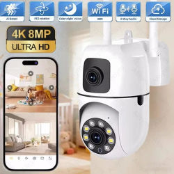 Cámara IP WiFi de Seguridad con Doble Lente y Doble Pantalla, Monitor Inalámbrico para Interiores, Seguimiento Automático PTZ, Videovigilancia CCTV V380 Pro