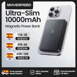 MOVESPEED S10 banco de energía magnético delgado 10000mAh PD20W cargador portátil batería externa inalámbrica para iPhone 16 Samsung Powerbank