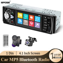 Hippcron Car Radio 1 Din Autoradio 4022D Bluetooth 4,1 "Pantalla Soporte Cámara de Vista Trasera Control del Volante