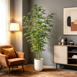 Árbol de bambú artificial grande de 160-270 cm, planta de palma artificial, helecho artificial, plantas de bambú de plástico, hojas de bambusa para decoración del hogar y jardín.
