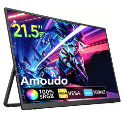 Monitor Portátil Amoudo de 21,5 Pulgadas, 1080P, 100Hz, Compatible con VESA, Pantalla Ancha, Segundo Monitor