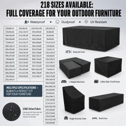 Fundas para Muebles de Patio en 218 Tamaños, Fundas para Mesas y Sillas, Impermeables, Resistentes al Polvo y a los Rayos UV, Funda Protectora de Tela Oxford 210D