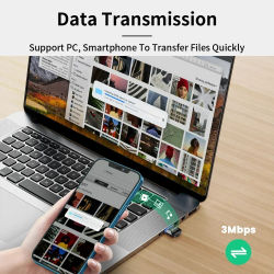 VIKEFON 2024 Nuevo Adaptador Bluetooth para PC, Receptor USB Bluetooth 5.3 para Altavoz, Ratón, Teclado, Transmisor de Audio y Música